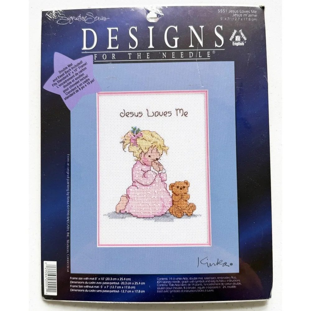 Needle Point Cross Stitch Kit Jesus Loves Me Designs For the Needle Praying Girl